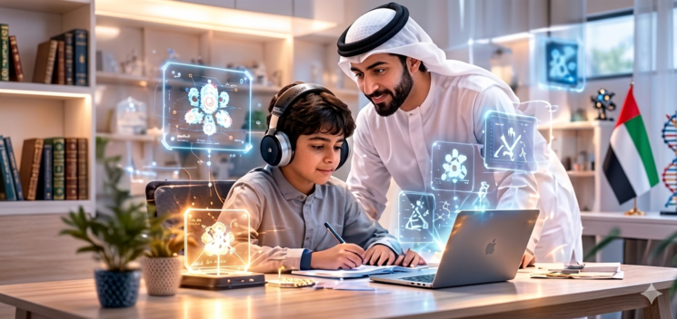 معلم مع طالب